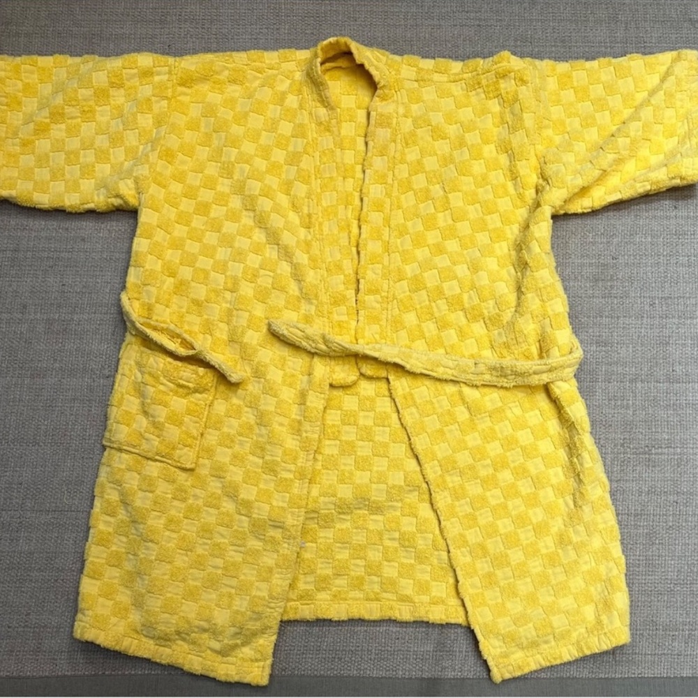 Marimekko Vintage Checkerboard Terrycloth Bathrobe